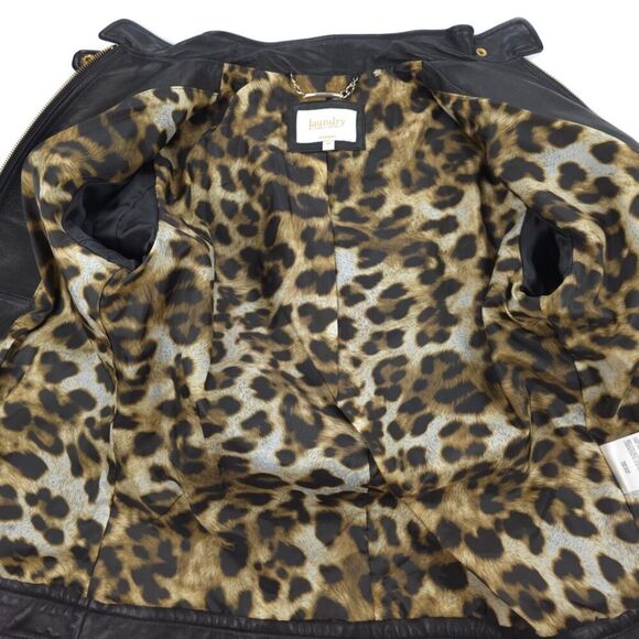 SHELLI SEGAL Genuine Leather Tailored Biker Jacket Downtown Girl Moto Boho Black - Picture 7 of 8